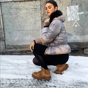 ZARA LOW-HEELED LEATHER HIKING BOOTS